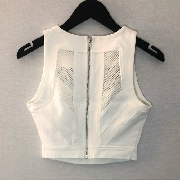 Guess White Crop Mesh Athletic Top S - Picture 8 of 13
